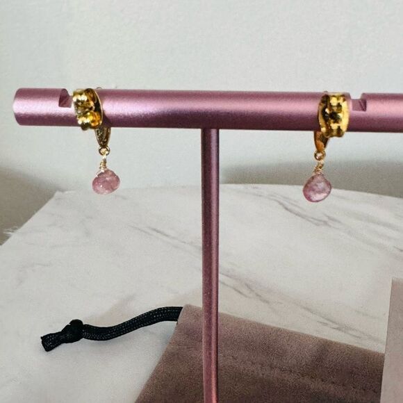Alexas Bittar Asterales Thorn 14K Goldplated & Pink Tourmaline Drop Earrings NWT - Picture 10 of 16